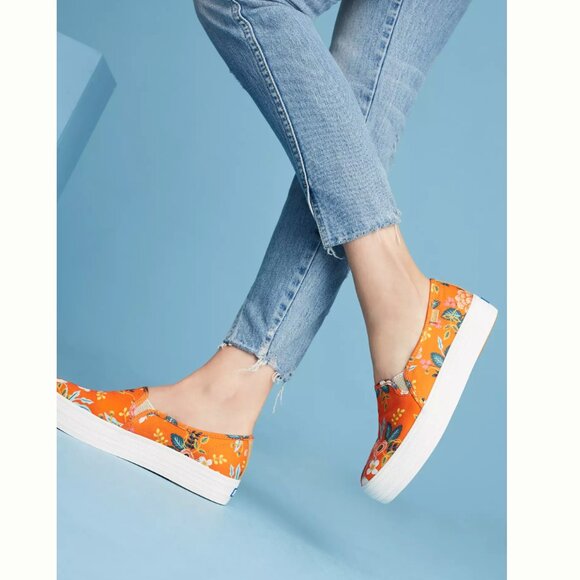 Keds x Rifle Paper Co. Floral Sneakers Triple Decker Slip On Platform - Size 9 - Picture 10 of 10
